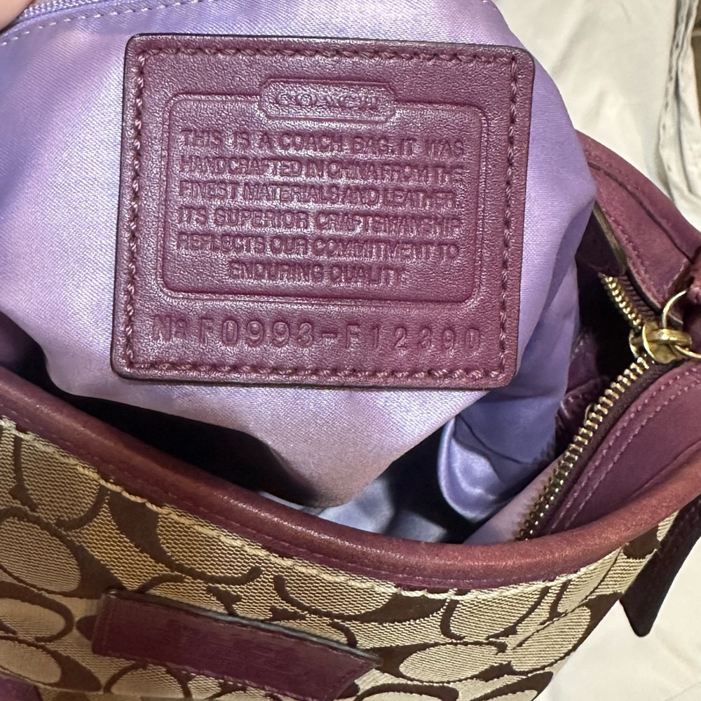 Coach Signature Monogram Canvas and Leather Hobo Shoulder Crossbody bag - Picture 12 of 14